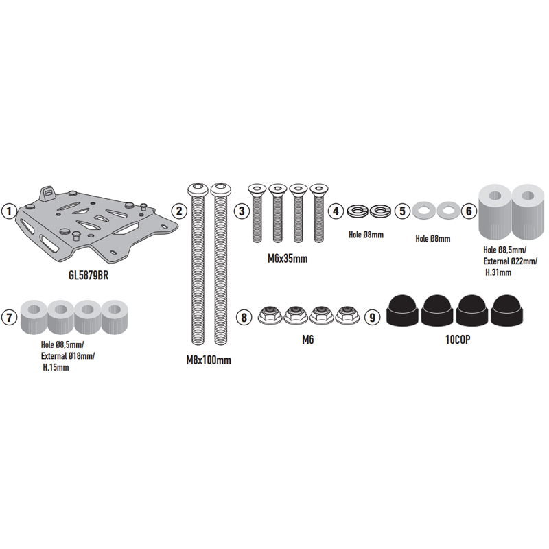 KIT DE FIJACIÓN POSTERIOR GIVI SRA9260 VOGE VALICO 900 DSX | Fijaciones Top Case de moto | %brands%