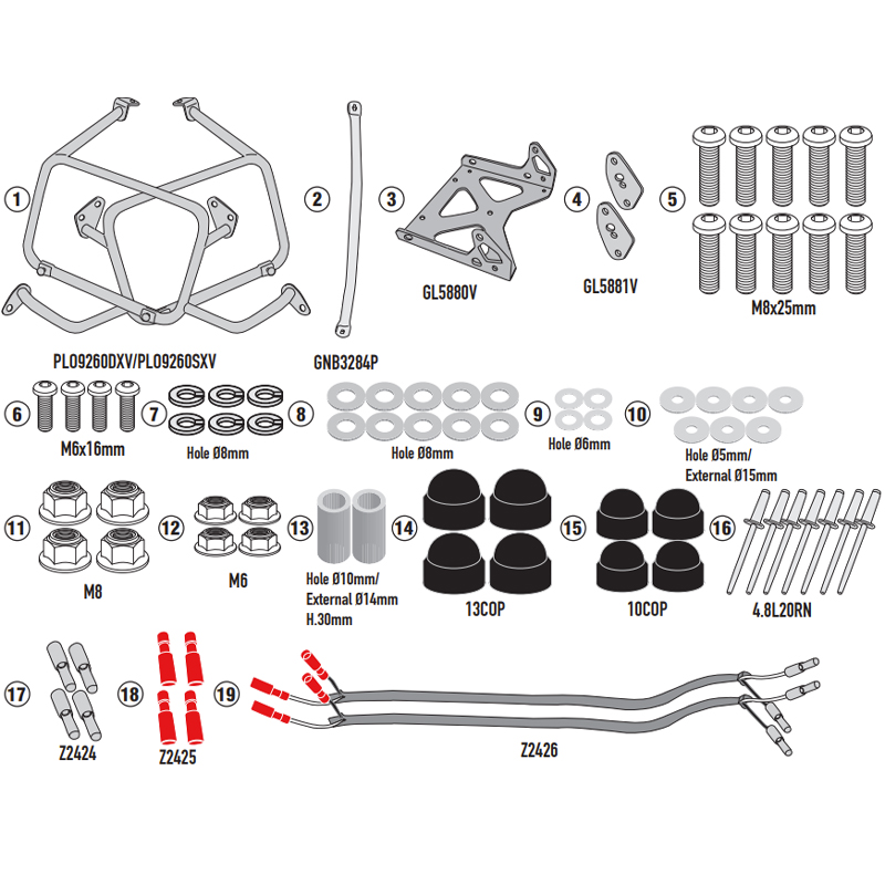 KIT DE FIJACION MALETAS LATERALES GIVI PLO9260MK VOGE 900DSX | Fijaciones Maletas de moto | %brands%