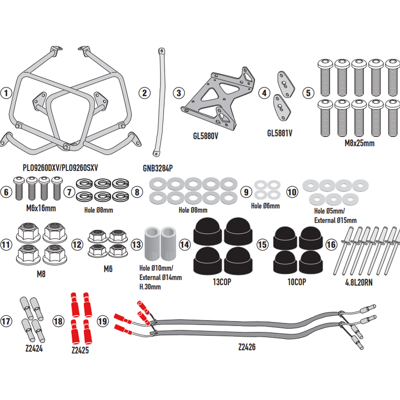 KIT DE FIJACION MALETAS LATERALES GIVI PLO9260CAM VOGE 900DSX | Fijaciones Maletas de moto | %brands%