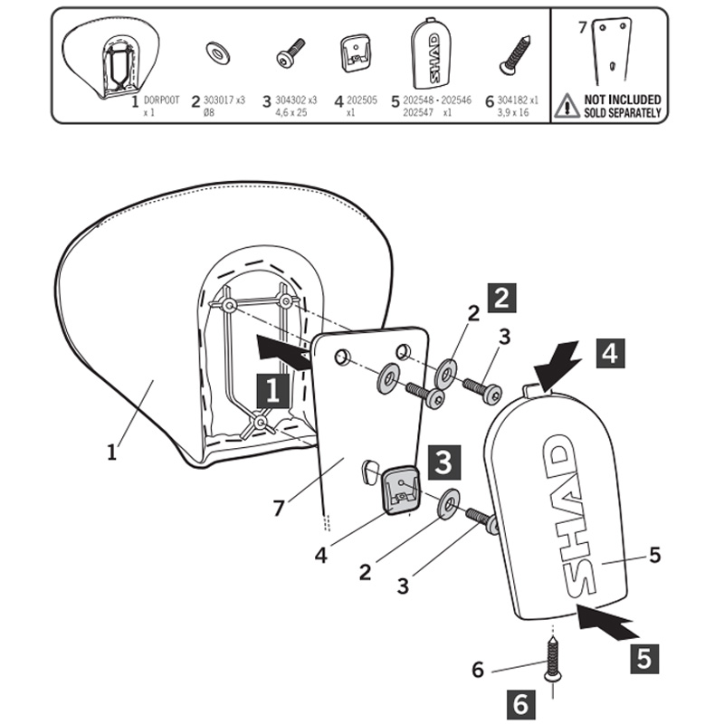 RESPALDO PARA PASAJERO SHAD D0RP10N BLACK/BLACK