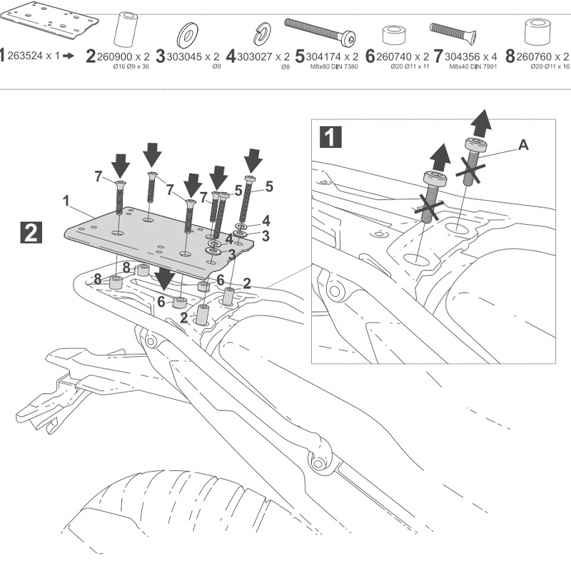 KIT DE FIJACIÓN POSTERIOR SHAD K0XD84ST KOVE 800 X PRO ADVENTURE