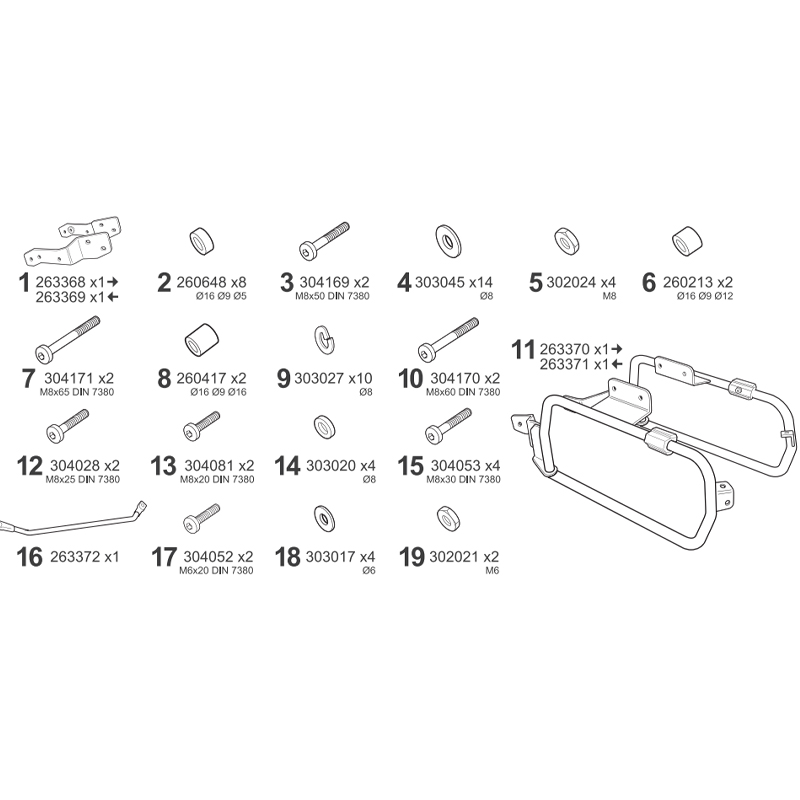 KIT DE FIJACION MALETAS LATERALES SHAD 4P B0TR734P BENELLI TRK 702