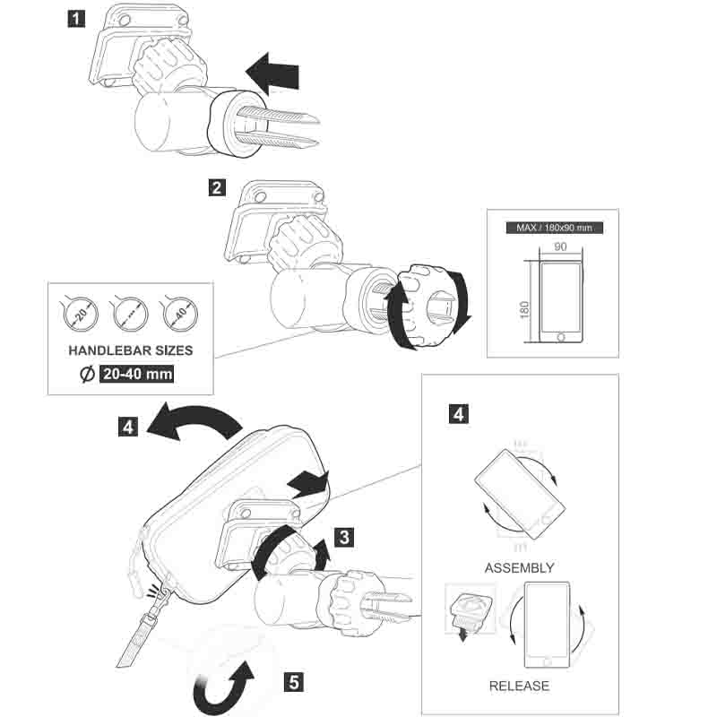 KIT SOPORTE UNIVERSAL SHAD SG71 180 X 90 MM PARA MANILLAR