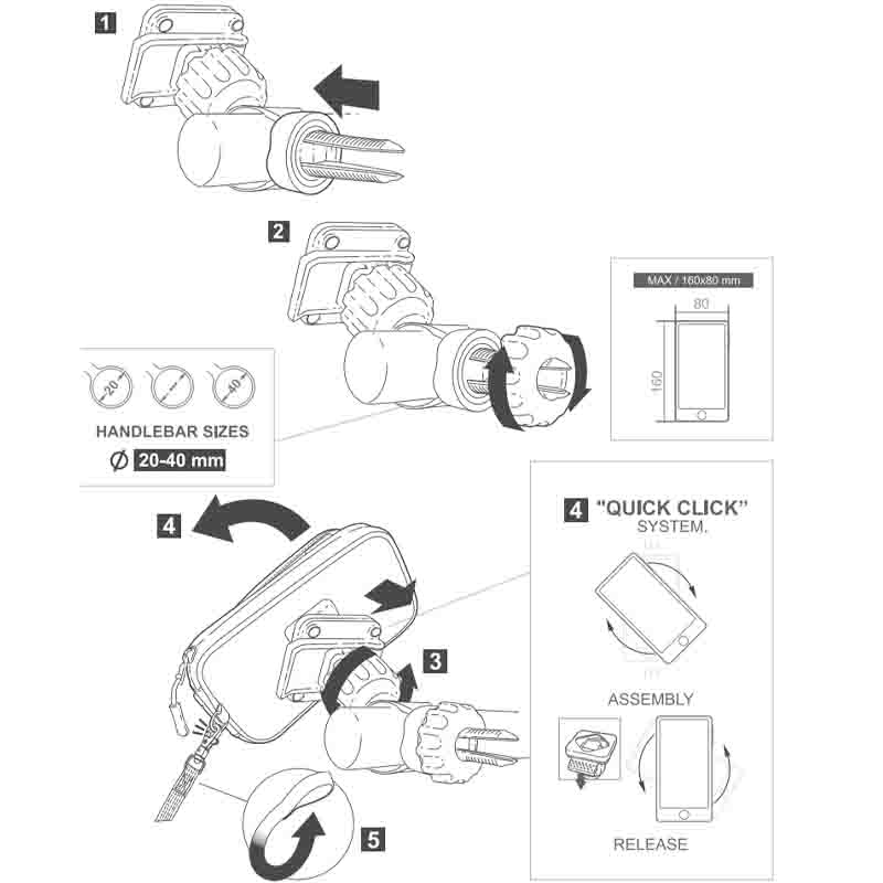 KIT SOPORTE UNIVERSAL SHAD SG62 180 X 90 MM  X0SG62H PARA MANILLAR