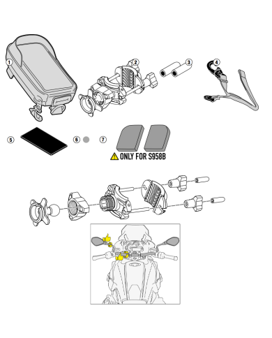 KIT SOPORTE UNIVERSAL GIVI PARA SMARTPHONE S958B
