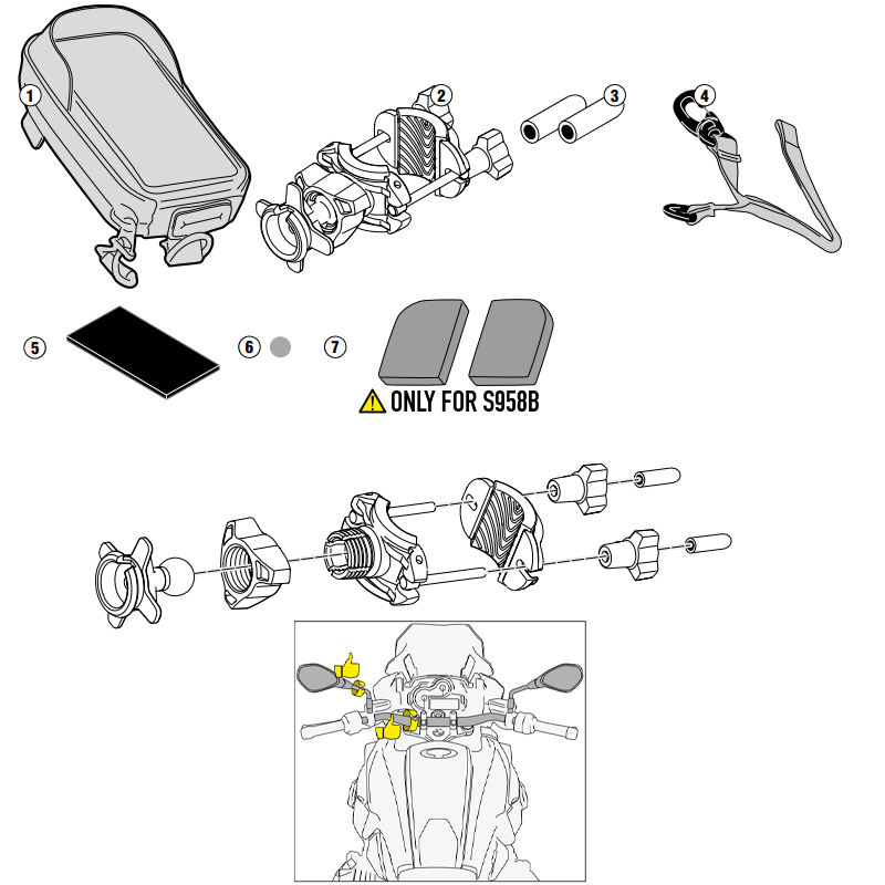KIT SOPORTE UNIVERSAL GIVI PARA SMARTPHONE S958B
