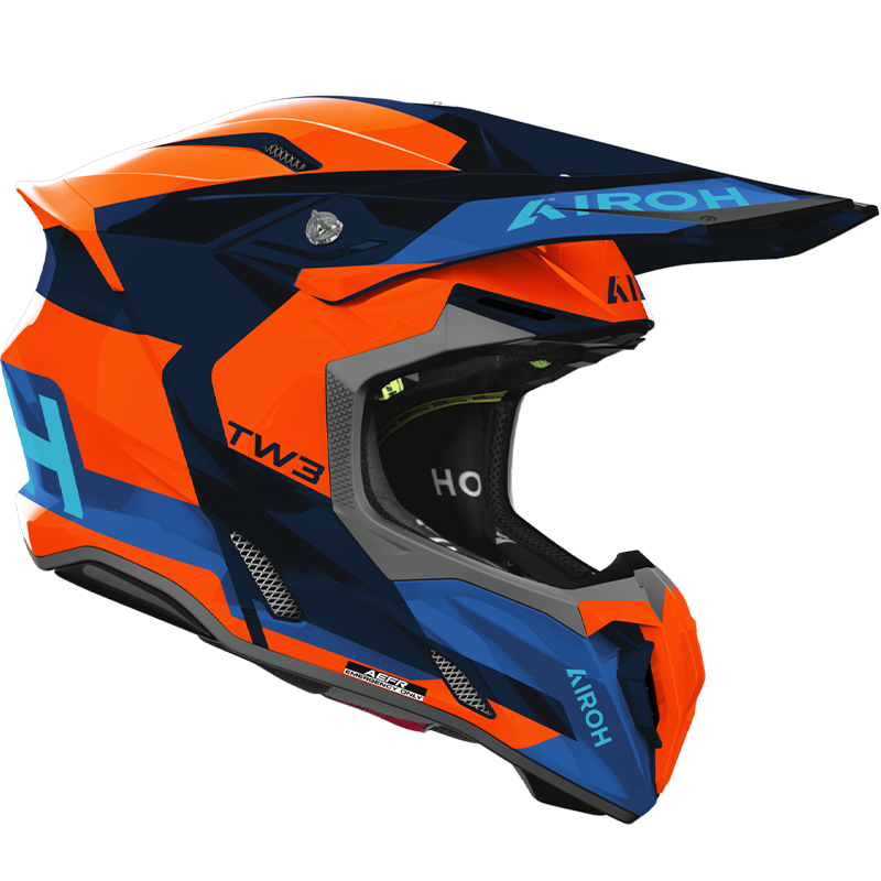 CASCO AIROH TWIST 3 FANCY ORANGE/BLUE GLOSS