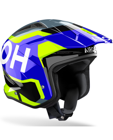 CASCO AIROH TRR II JUPITER CARBONO BLUE/YELLOW GLOSS