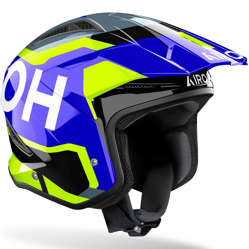 CASCO AIROH TRR II JUPITER CARBONO BLUE/YELLOW GLOSS