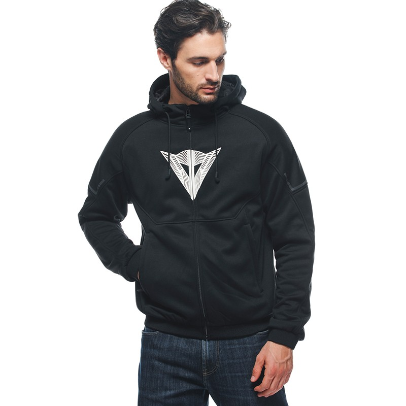 SUDADERA DAINESE DAEMON-X SAFETY HOODIE FULL ZIP NEW BLACK/BLACK/WHITE