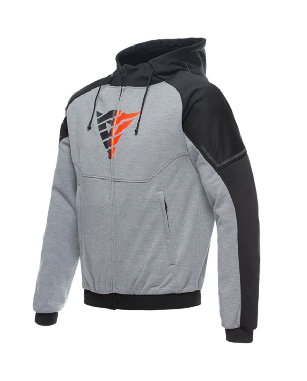 SUDADERA DAINESE DAEMON-X SAFETY HOODIE FULL ZIP NEW GREY/BLACK/RED