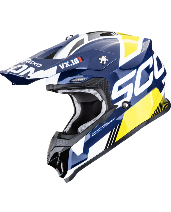 CASCO SCORPION VX-16 EVO AIR ANALOG WHITE-BLUE-YELLOW