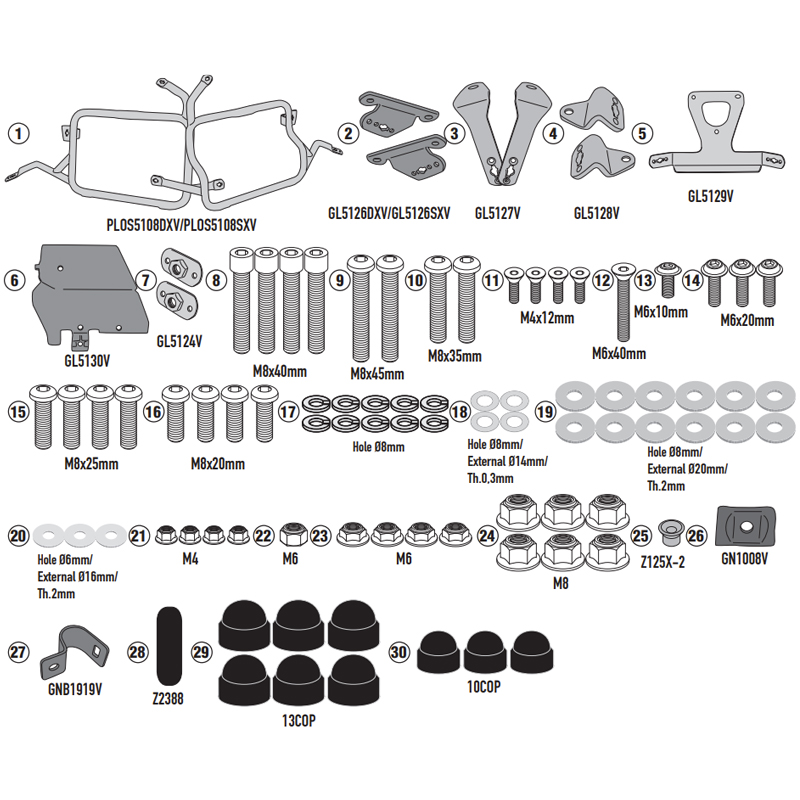KIT DE FIJACION MALETAS LATERALES GIVI PLOS5108CAM BMW R 1200/1250 GS | Fijaciones Maletas de moto | %brands%