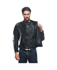 CHAQUETA DAINESE SUPER RIDER 2 ABSOLUTESHELL NEW BLACK/WHITE | Cuero de moto | %brands%