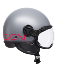 CASCO MOMO DESIGN FGTR CLASSIC NEW FLUO MATT GREY/FUCSIA | Cascos Jet de moto | %brands%