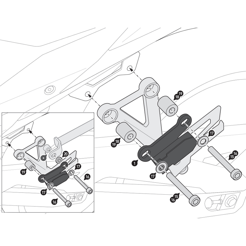 BARRAS SEPARADORAS SW-MOTECH PARA ALFORJAS BLAZE YAMAHA HTA.06.740.87400/B | Fijaciones Alforjas de moto | %brands%