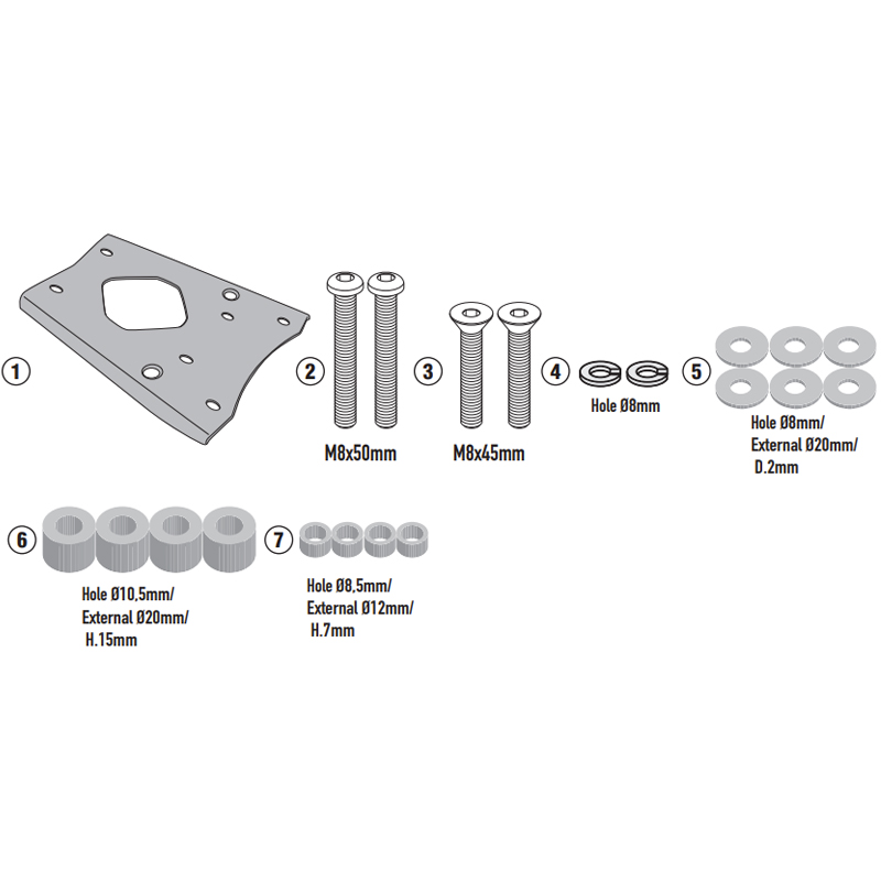 KIT DE FIJACIÓN POSTERIOR GIVI SR7602 ZONTES 350D/125D | Fijaciones Top Case de moto | %brands%