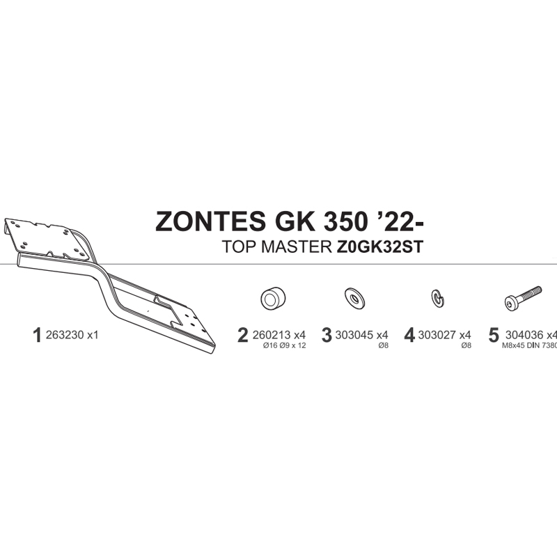KIT DE FIJACION POSTERIOR SHAD Z0GK32ST ZONTES GK350 | Fijaciones Top Case de moto | %brands%
