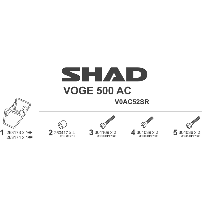 KIT DE FIJACION ALFORJAS SHAD V0AC52SR VOGE 525AC/500AC | Fijaciones Alforjas de moto | %brands%