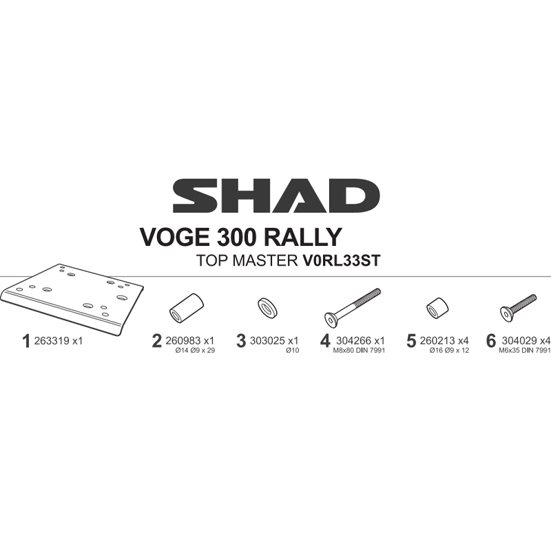 KIT DE FIJACIÓN POSTERIOR SHAD V0RL33ST VOGE 300 RALLY | Fijaciones Top Case de moto | %brands%