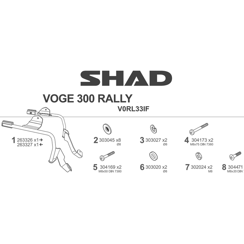 KIT DE FIJACION MALETAS LATERALES SHAD 3P V0RL33IF VOGE 300 RALLY | Fijaciones Maletas de moto | %brands%