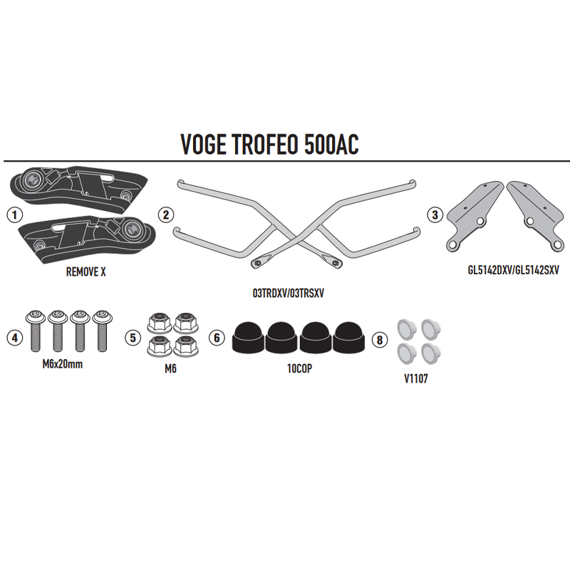 KIT DE FIJACION ALFORJAS GIVI REMOVE-X TR9255 VOGE TROFEO 500AC | Fijaciones Alforjas de moto | %brands%