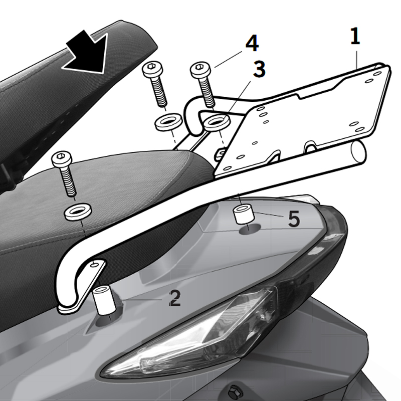 KIT DE FIJACIÓN POSTERIOR SHAD K0GL51ST KYMCO AGILITY 125/50 | Fijaciones Top Case de moto | %brands%
