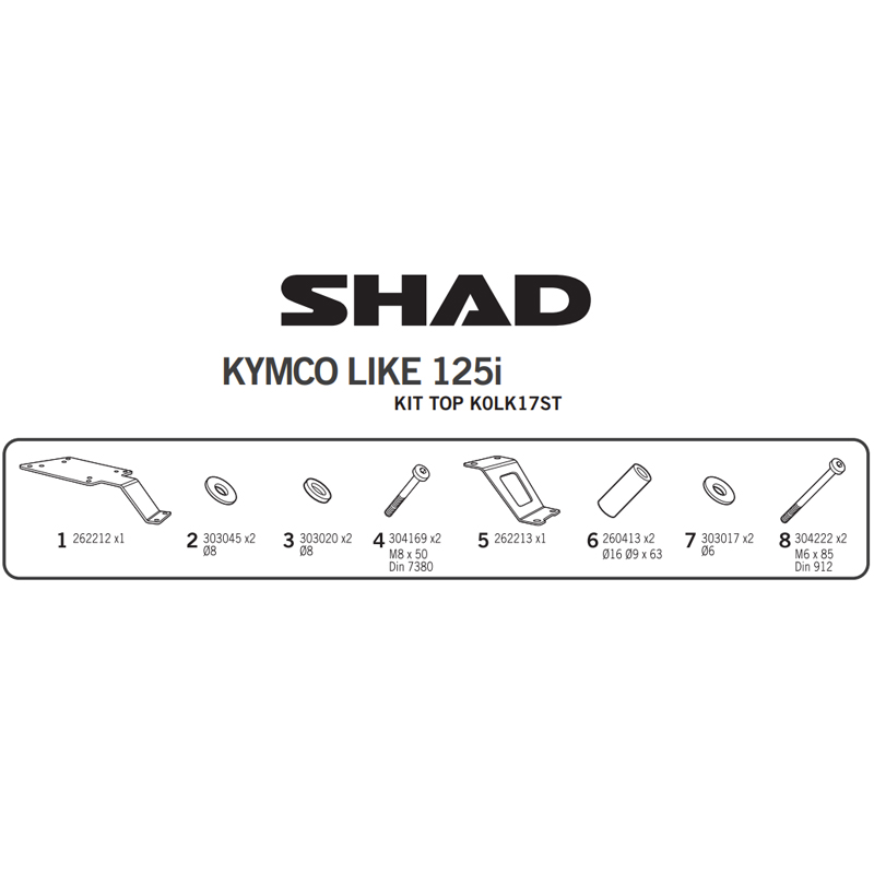 KIT DE FIJACIÓN POSTERIOR SHAD K0LK17ST KYMCO LIKE 125 | Fijaciones Top Case de moto | %brands%