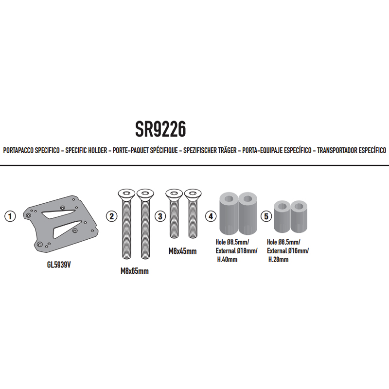 KIT DE FIJACIÓN POSTERIOR GIVI SR9226 CFMOTO 450 MT | Fijaciones Top Case de moto | %brands%