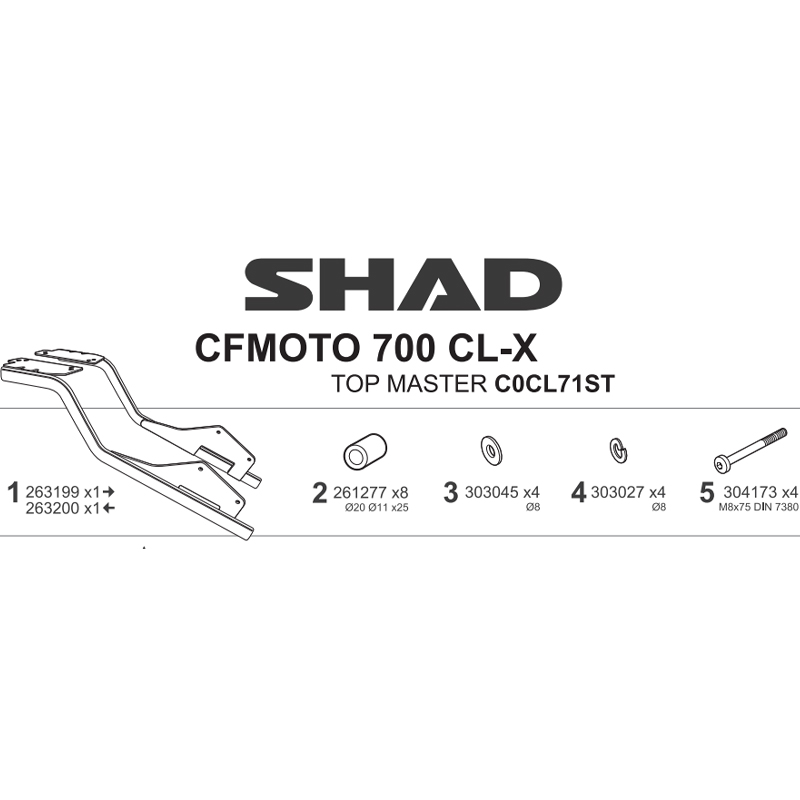 KIT DE FIJACIÓN POSTERIOR SHAD C0CL71ST CFMOTO 700 CL-X HERITAGE | Fijaciones Top Case de moto | %brands%