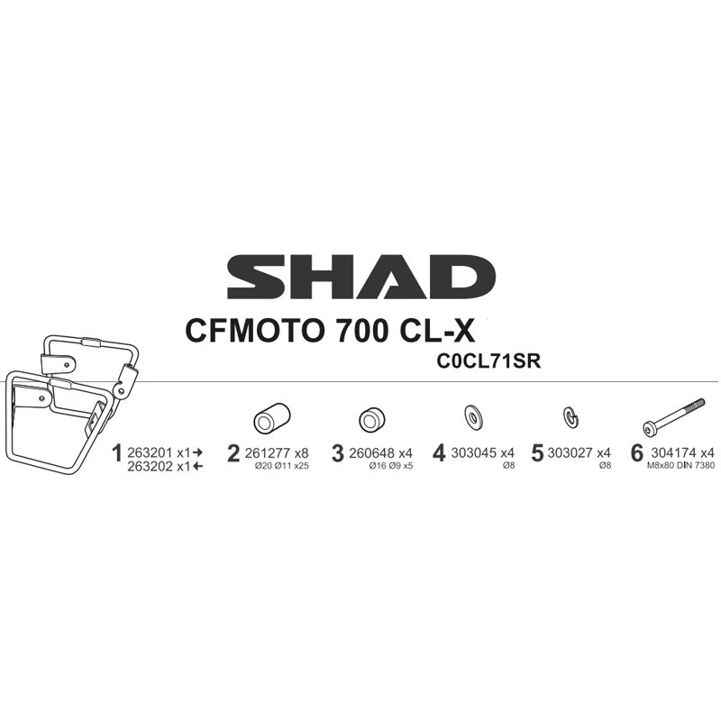KIT DE FIJACION ALFORJAS SHAD C0CL71SR CFMOTO 700 CL-X HERITAGE | Fijaciones Alforjas de moto | %brands%