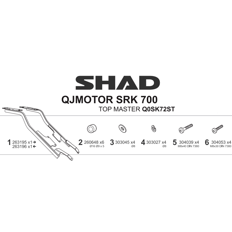 KIT DE FIJACIÓN POSTERIOR SHAD Q0SK72ST QJMOTOR SRK 700 | Fijaciones Top Case de moto | %brands%
