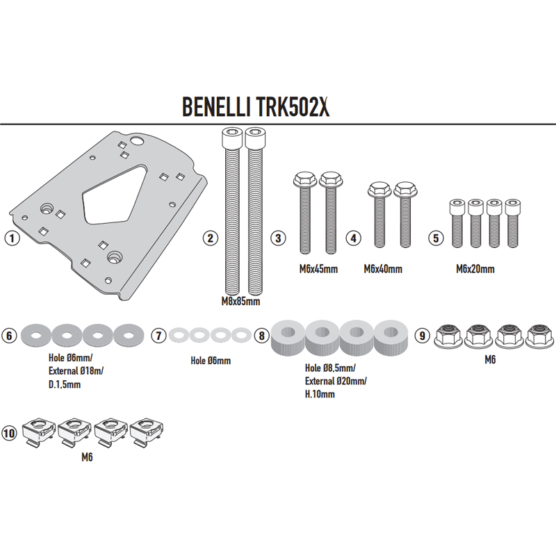 KIT DE FIJACIÓN POSTERIOR GIVI SR8711 BENELLI TRK 502 | Fijaciones Top Case de moto | %brands%