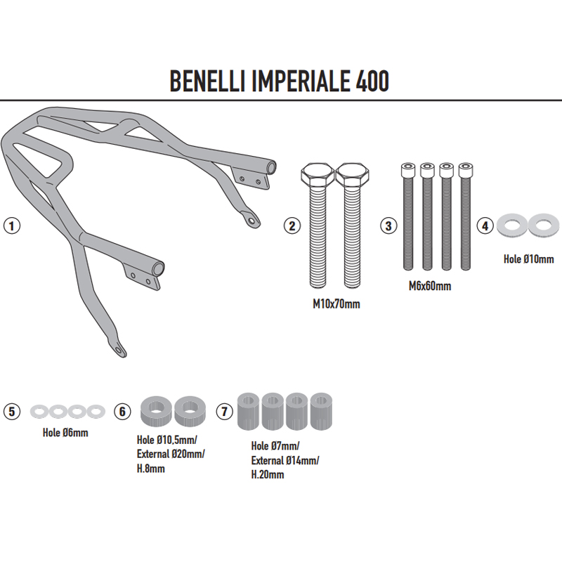 KIT DE FIJACIÓN POSTERIOR GIVI SR8707 BENELLI IMPERIALE 400 | Fijaciones Top Case de moto | %brands%