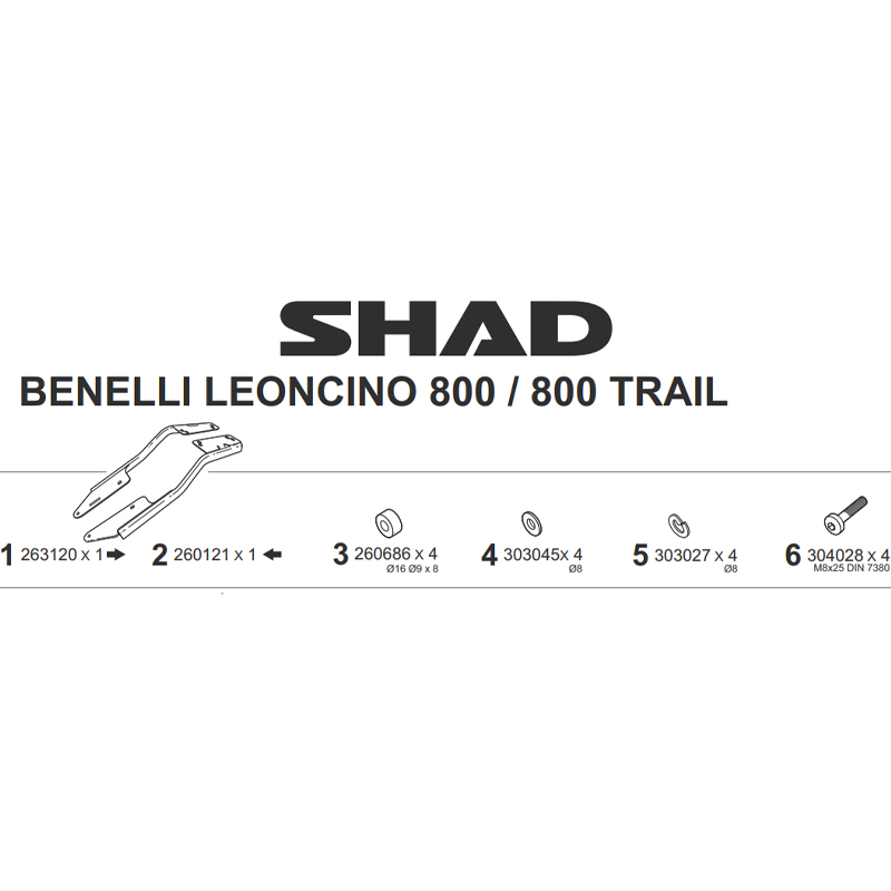 KIT DE FIJACIÓN POSTERIOR SHAD B0LN81ST BENELLI LEONCINO 800/800 TRAIL | Fijaciones Top Case de moto | %brands%