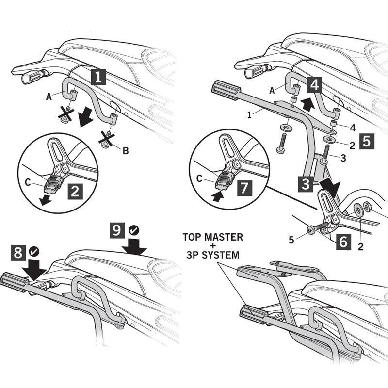 KIT DE FIJACION MALETAS LATERALES SHAD 3P B0LN57IF BENELLI LEONCINO 502/500 | Fijaciones Maletas de moto | %brands%