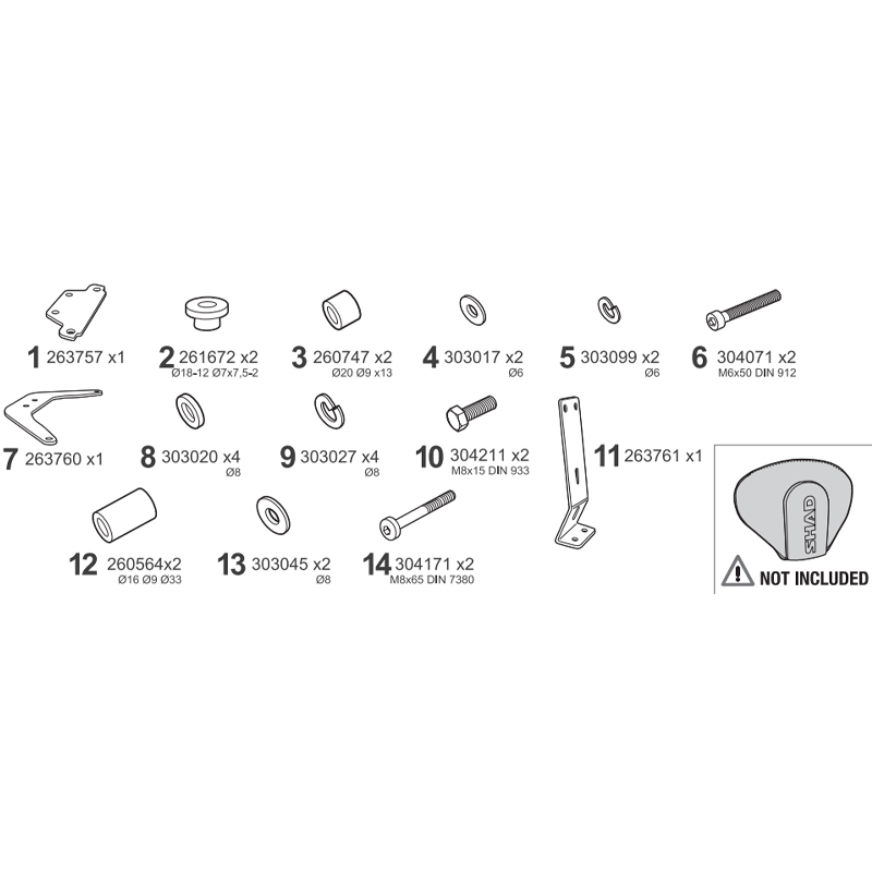 KIT DE FIJACION RESPALDO PARA PASAJERO SHAD S0DX45RV SYM ADXTG 400 | Otros de moto | %brands%