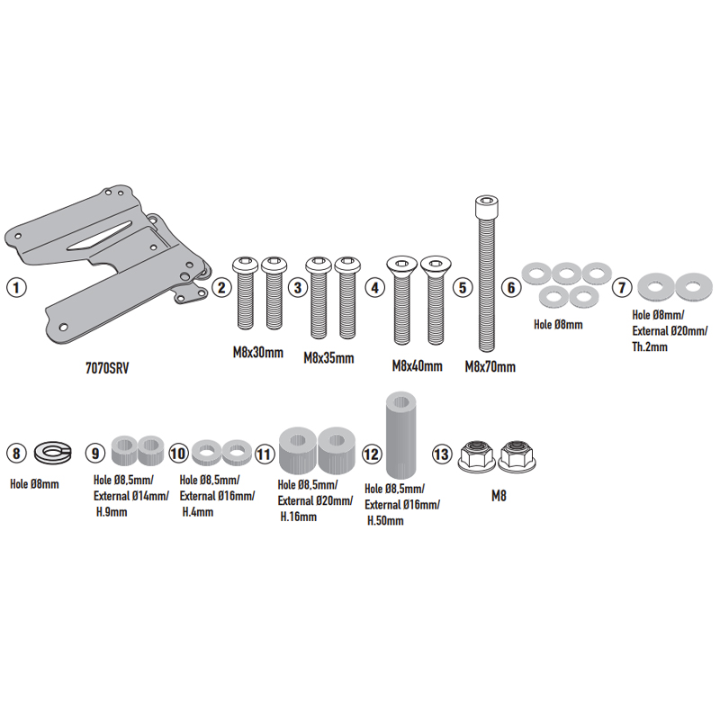 KIT DE FIJACIÓN POSTERIOR GIVI SR7070 SYM ADX 300 | Fijaciones Top Case de moto | %brands%