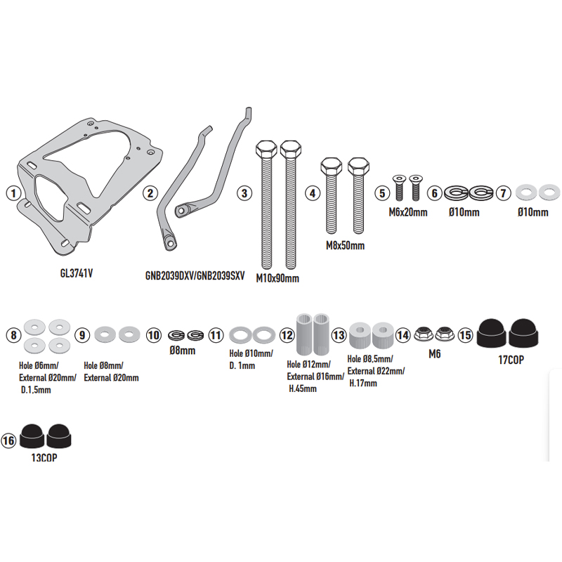 KIT DE FIJACIÓN POSTERIOR GIVI SR7056 SYM CRUISYM 300/JOYMAX 300 | Fijaciones Top Case de moto | %brands%