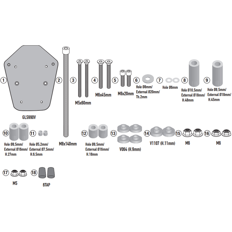 KIT DE FIJACIÓN POSTERIOR GIVI SR7071 SYM JET 14 EVO 200/125 | Fijaciones Top Case de moto | %brands%