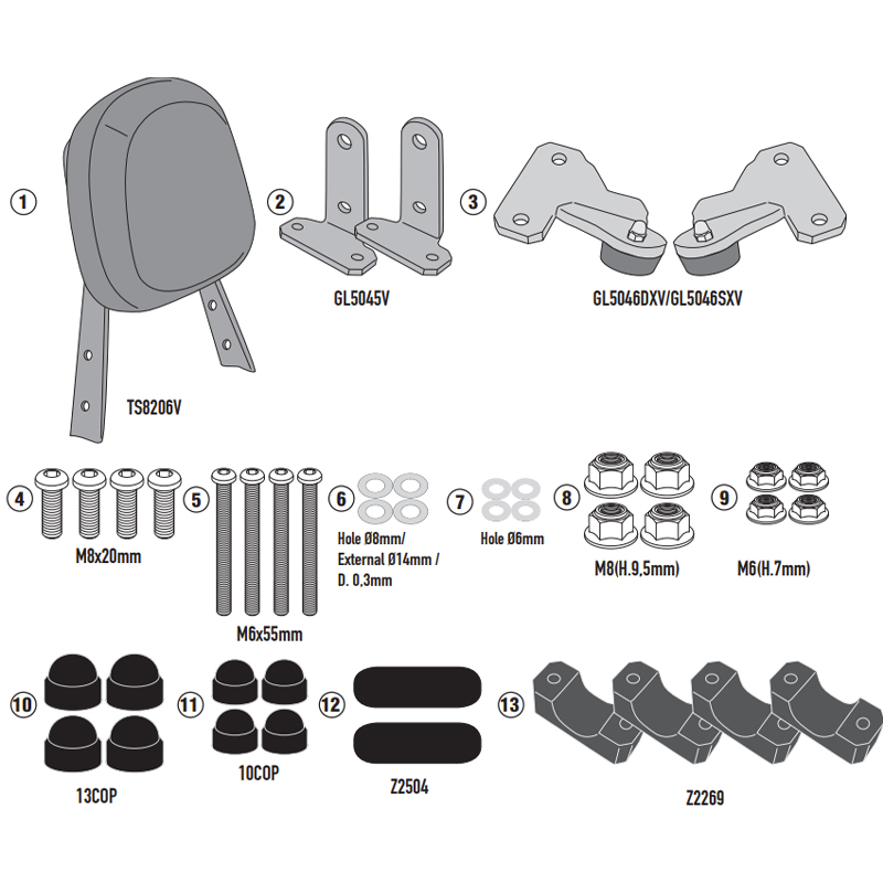 RESPALDO PARA PASAJERO GIVI TS8206B MOTO GUZZI V7 SPECIAL/STONE | Otros de moto | %brands%