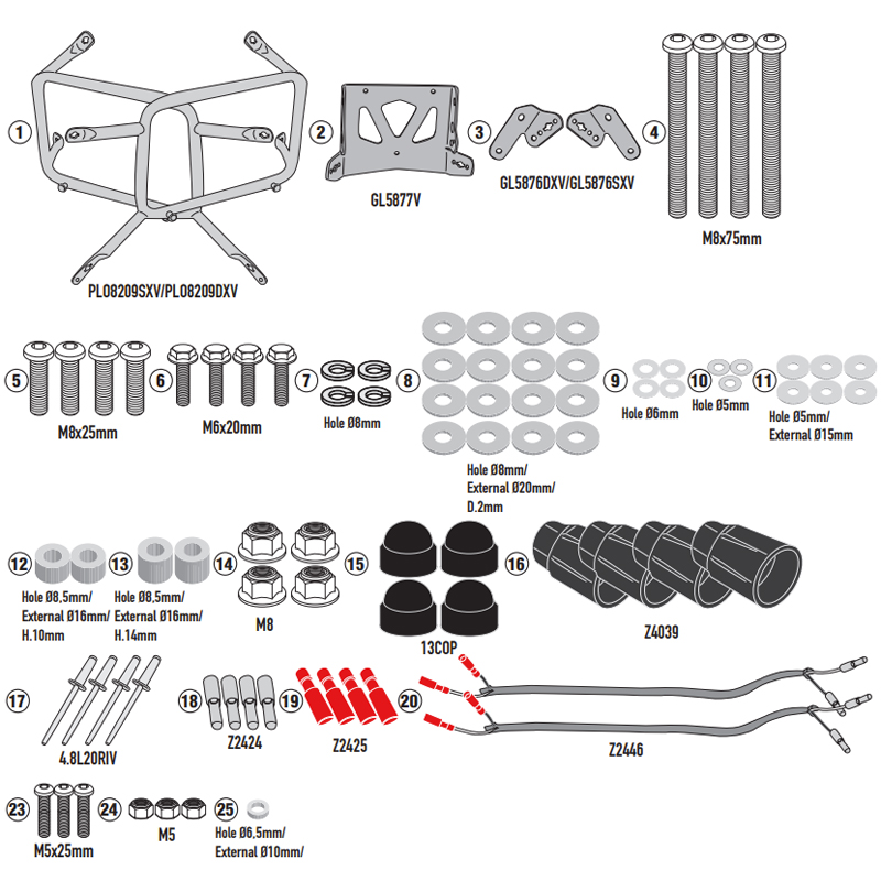 KIT DE FIJACION MALETAS LATERALES GIVI PLO8209CAM MOTO GUZZI V85 TT | Fijaciones Maletas de moto | %brands%