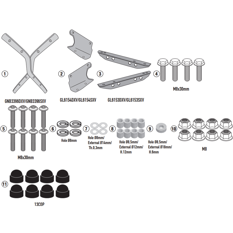 KIT DE FIJACIÓN POSTERIOR GIVI SR9063 ROYAL ENFIELD BEAR 650 | Fijaciones Top Case de moto | %brands%