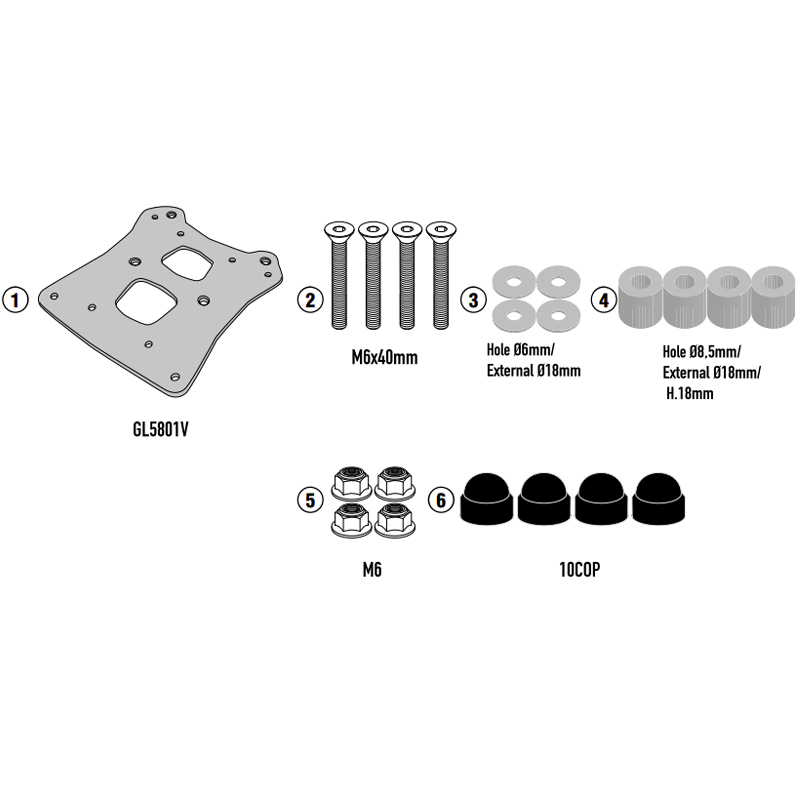 KIT DE FIJACIÓN POSTERIOR GIVI SR9059 ROYAL ENFIELD HIMALAN 450 | Fijaciones Top Case de moto | %brands%