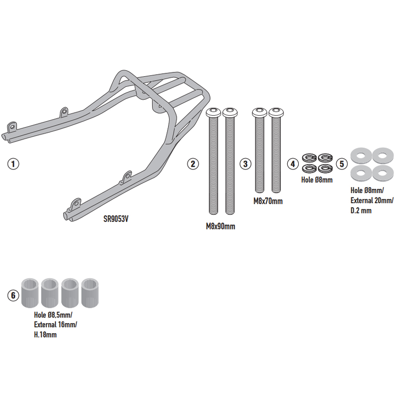 KIT DE FIJACIÓN POSTERIOR GIVI SR9053 ROYAL ENFIELD METEOR 350 | Fijaciones Top Case de moto | %brands%