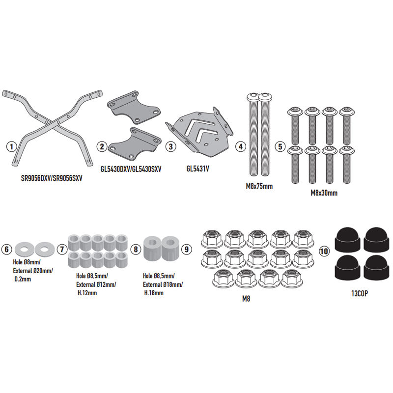 KIT DE FIJACIÓN POSTERIOR GIVI SR9056 ROYAL ENFIELD HNTR 350 | Fijaciones Top Case de moto | %brands%