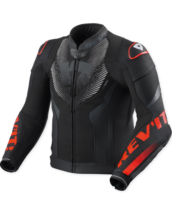 CHAQUETA REVIT HYPERSPEED 3 AIR LEATHER NEGRO/ROJO FLUOR | Cuero de moto | %brands%