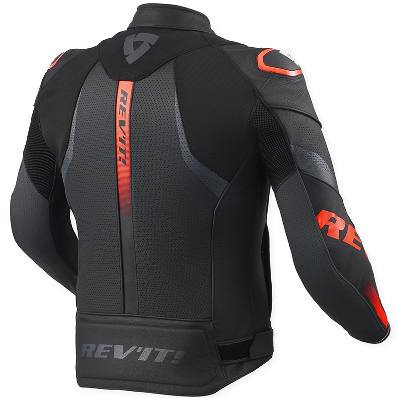 CHAQUETA REVIT HYPERSPEED 3 AIR LEATHER NEGRO/ROJO FLUOR | Cuero de moto | %brands%