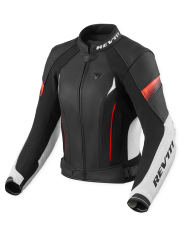 CHAQUETA REVIT XENA 4 LADY WHITE/FLUO RED | Cuero de moto | %brands%