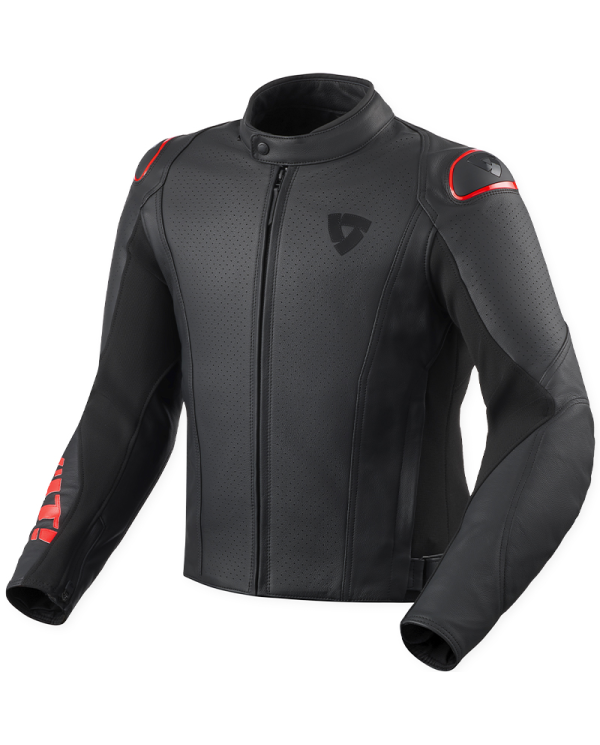 CHAQUETA REVIT QUADRATIC BLACK/NEON RED | Cuero de moto | %brands%